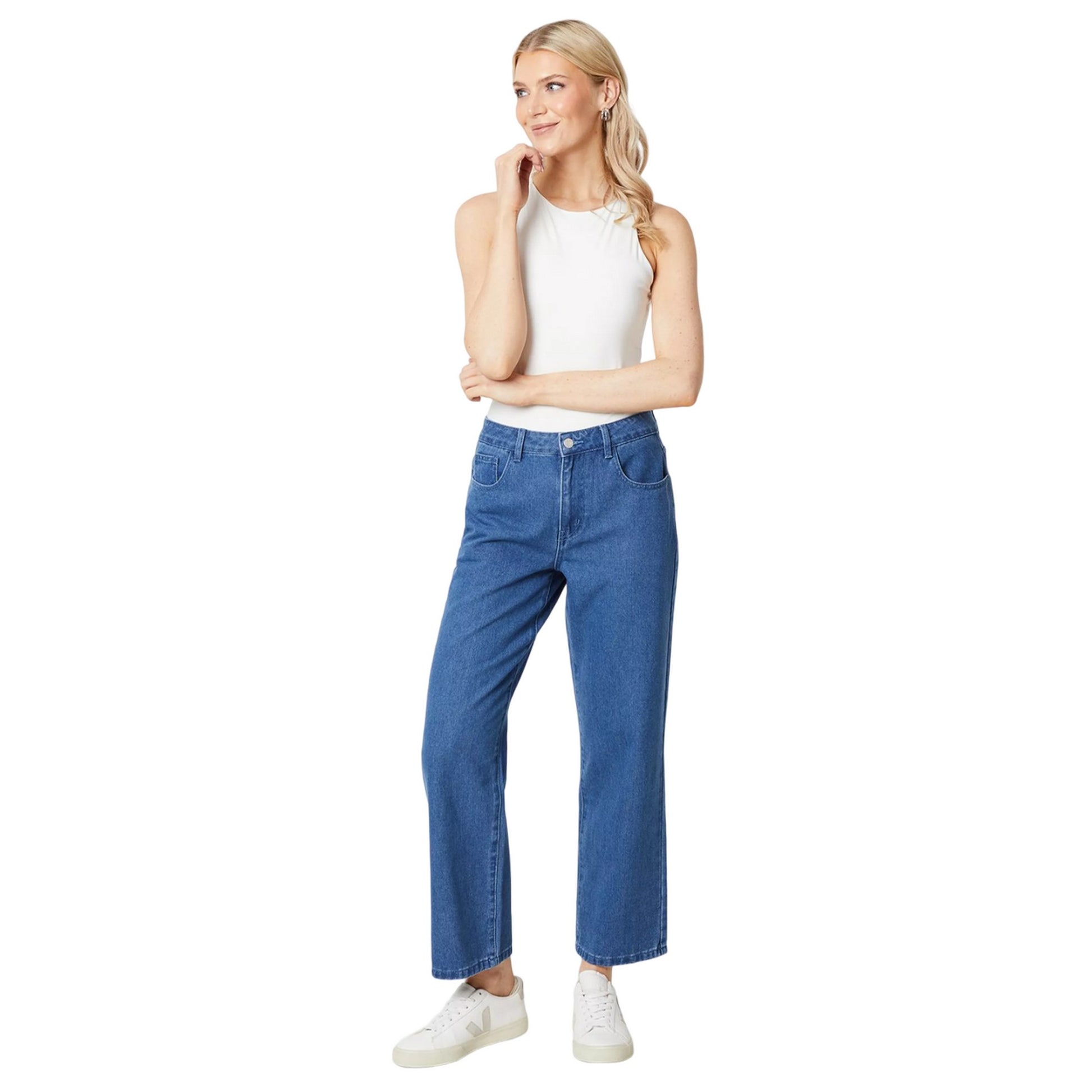 Mid Blue - Front - Principles Womens-Ladies Denim Straight Leg Jeans