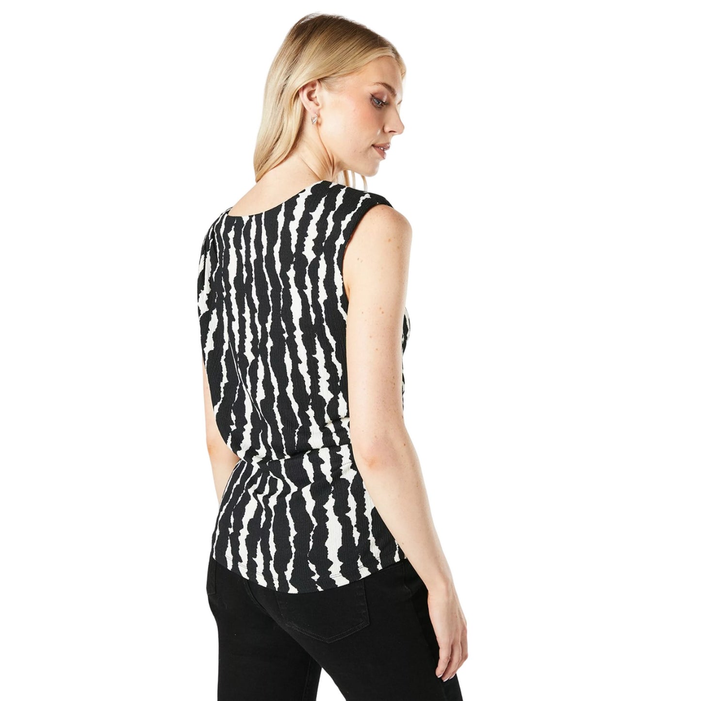 Black - Back - Principles Womens-Ladies Vertical Drape Detail Top
