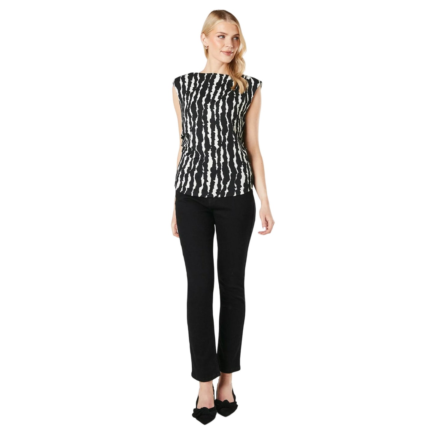 Black - Lifestyle - Principles Womens-Ladies Vertical Drape Detail Top