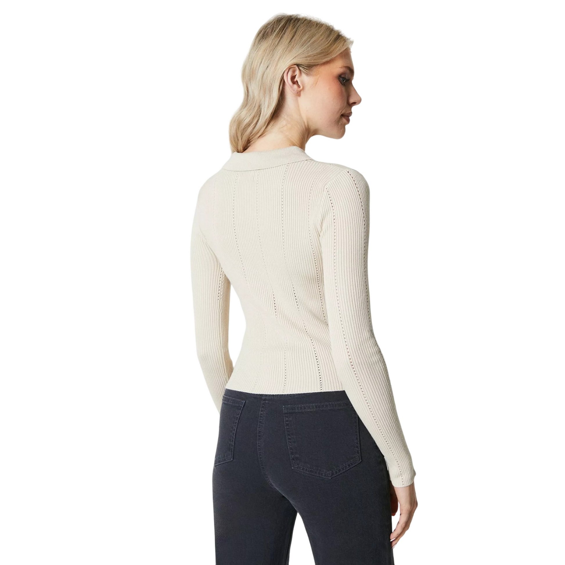 Camel - Back - Principles Womens-Ladies Knitted Button Through Polo Shirt
