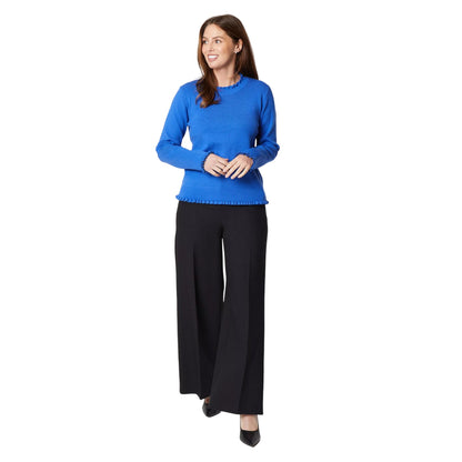 Cobalt - Side - Principles Womens-Ladies Frill Cuff Jumper