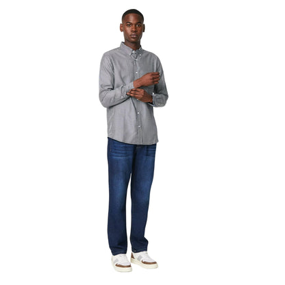 Navy - Side - Maine Mens Classic Stripe Long-Sleeved Shirt