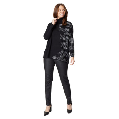 Monochrome - Side - Principles Womens-Ladies Checked Roll Neck Oversized Jumper