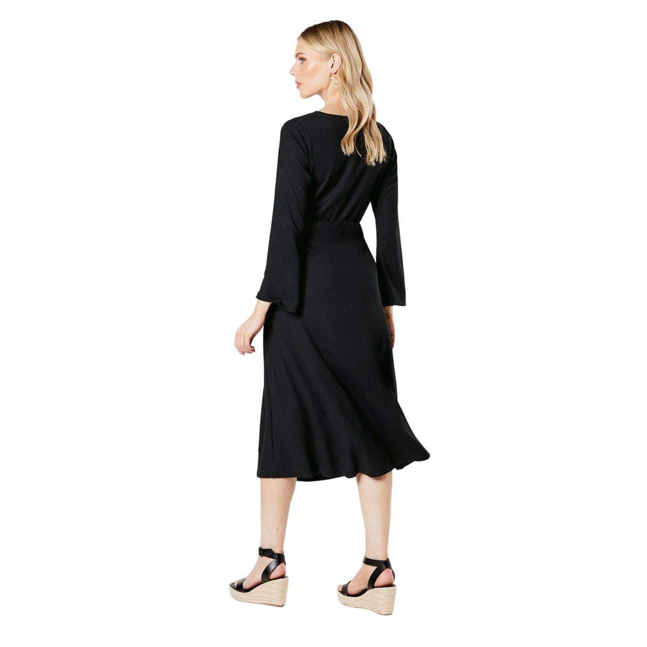 Black - Back - Principles Womens-Ladies Ruched Jersey Textured Midi Dress