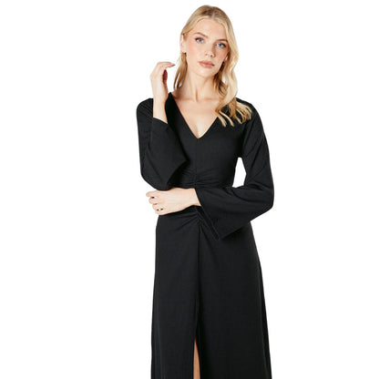 Black - Side - Principles Womens-Ladies Ruched Jersey Textured Midi Dress