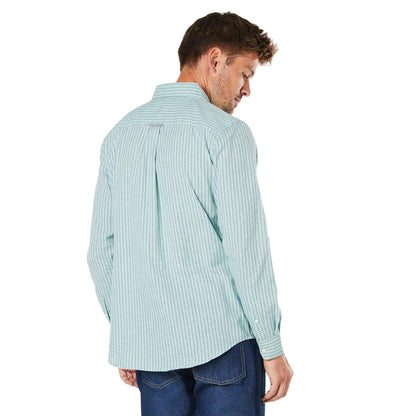 White - Back - Maine Mens Fine Checked Long-Sleeved Shirt