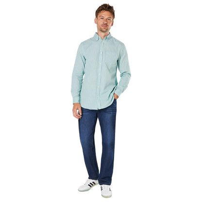 White - Side - Maine Mens Fine Checked Long-Sleeved Shirt
