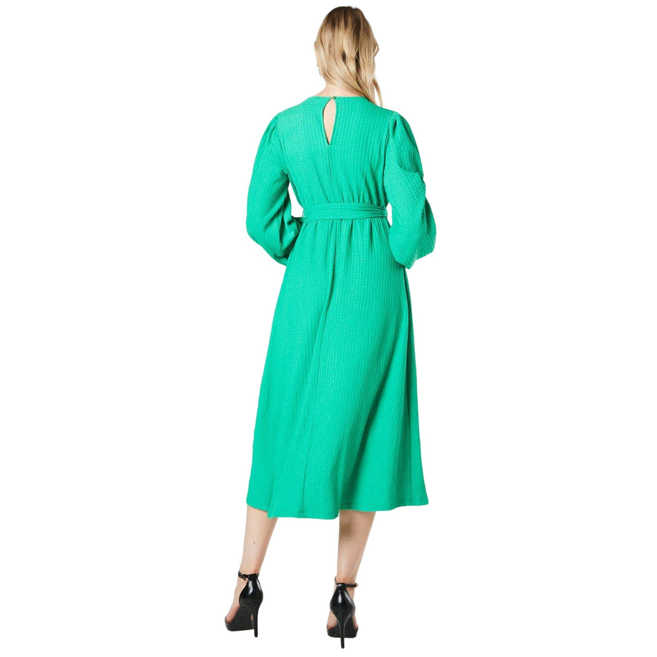 Green - Back - Principles Womens-Ladies Textured Jersey Belt Midi Dress