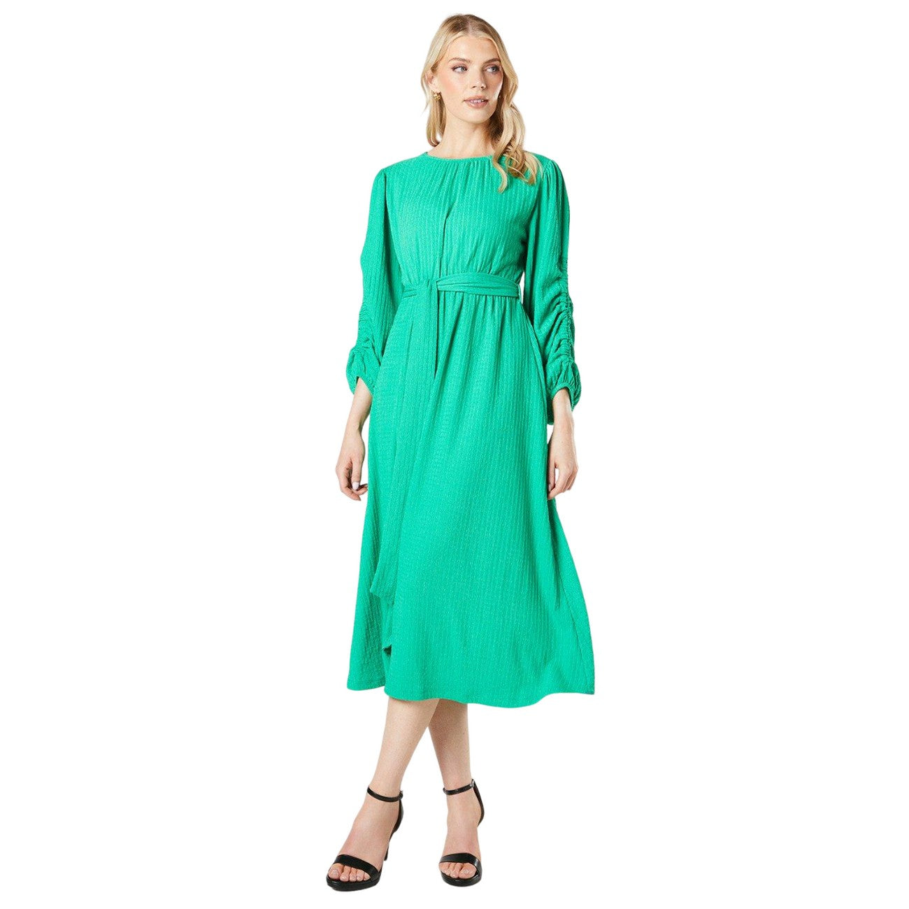 Green - Front - Principles Womens-Ladies Textured Jersey Belt Midi Dress