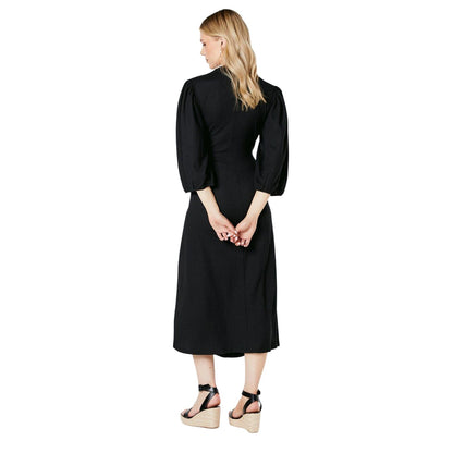 Black - Back - Principles Womens-Ladies Ruched Jersey Textured Midi Dress