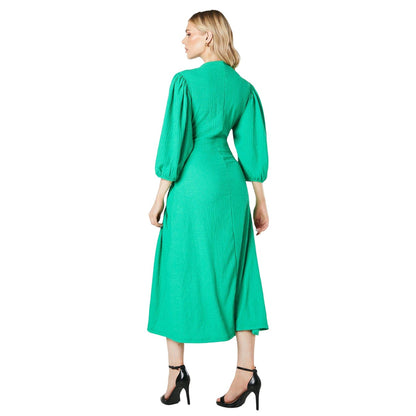 Green - Back - Principles Womens-Ladies Ruched Jersey Textured Midi Dress