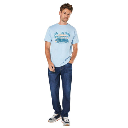 Blue - Side - Maine Mens Adventure Print T-Shirt