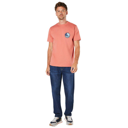 Orange - Side - Maine Mens East Coast Surf Chest Print T-Shirt