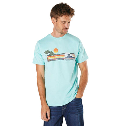 Turquoise - Front - Maine Mens Ocean Pacific Printed T-Shirt