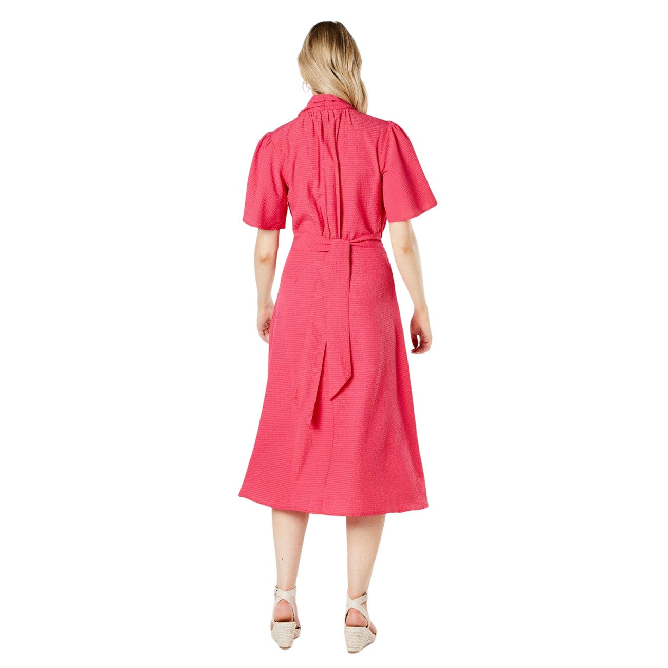 Pink - Back - Principles Womens-Ladies Textured Woven Midi Dress