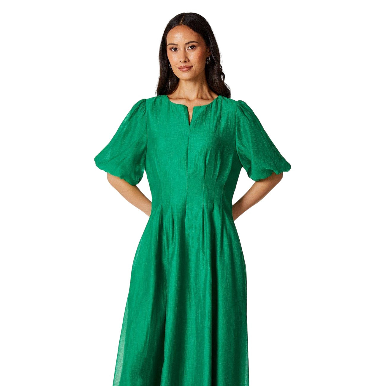 Green - Lifestyle - Principles Womens-Ladies Organza Pleated Midi Dress