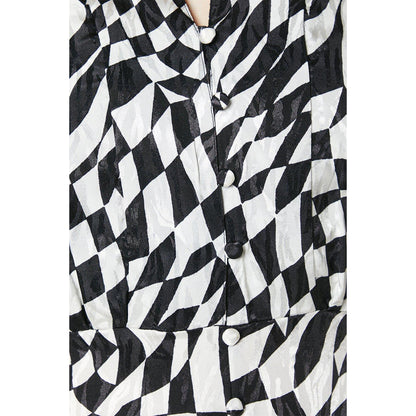 Monochrome - Side - Principles Womens-Ladies Geometric Jacquard Satin Midi Dress