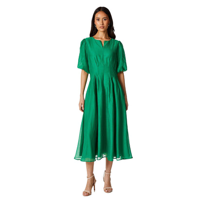 Green - Front - Principles Womens-Ladies Organza Pleated Midi Dress