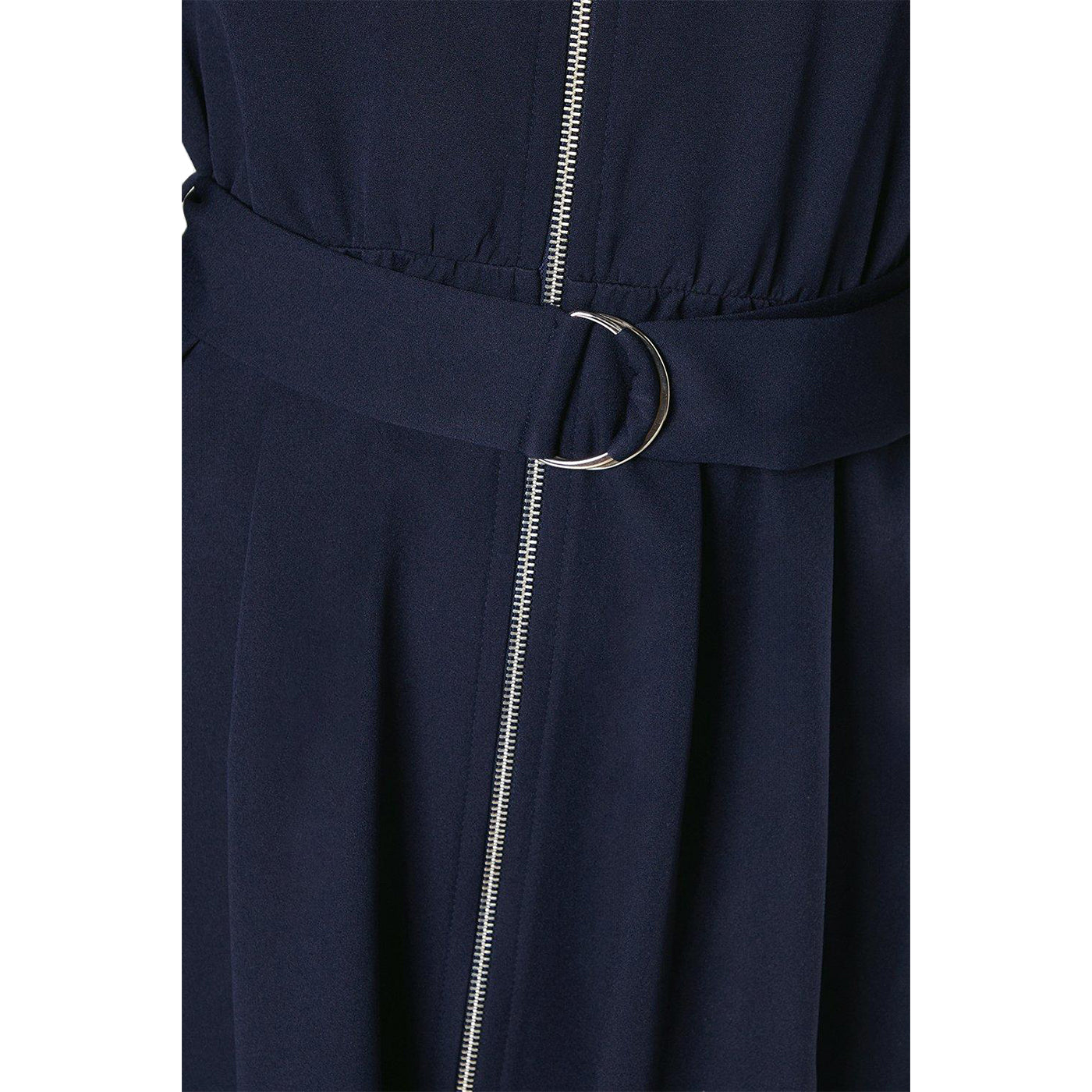 Navy - Side - Principles Womens-Ladies Chunky Zip Front Midi Dress