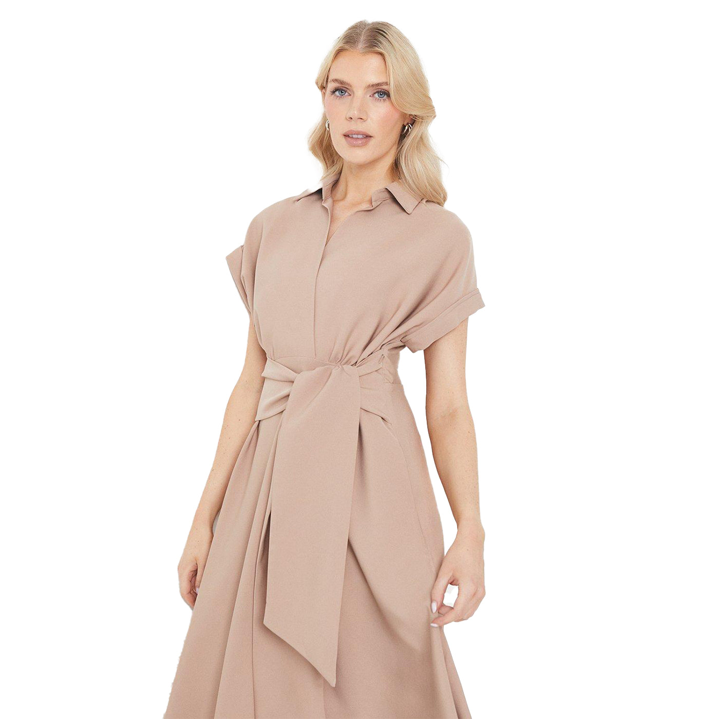 Stone - Lifestyle - Debenhams Womens-Ladies Tie Detail Midi Dress