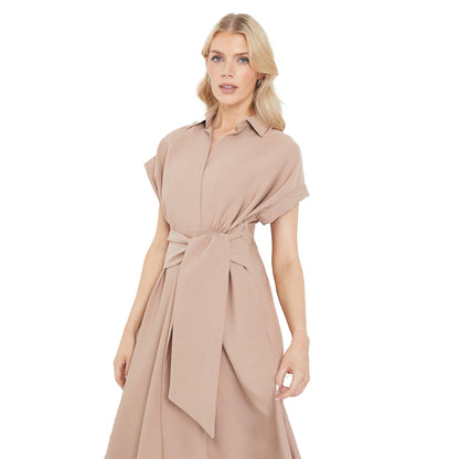 Stone - Lifestyle - Debenhams Womens-Ladies Tie Detail Midi Dress