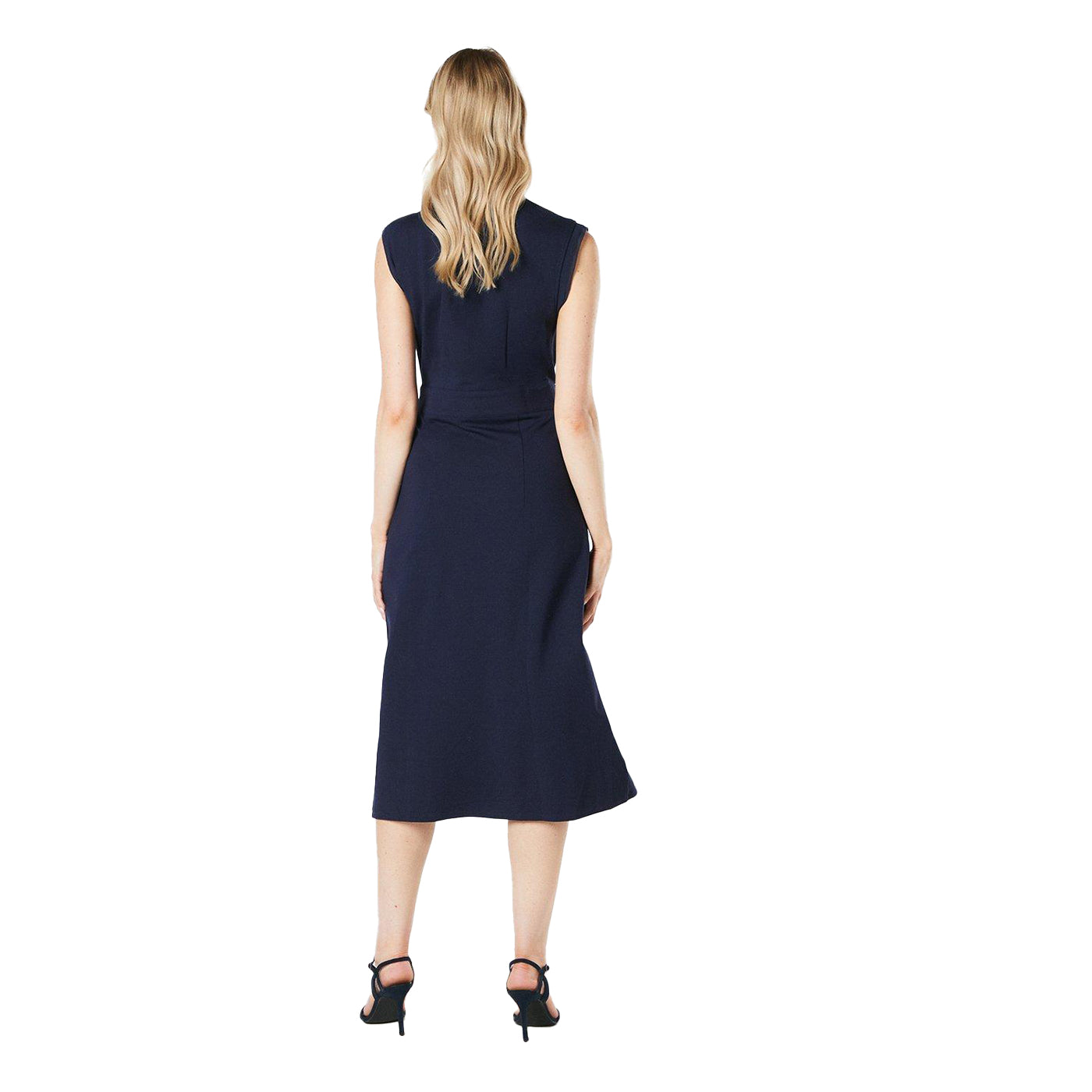 Navy - Back - Principles Womens-Ladies Ponte Button Midi Dress