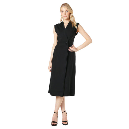 Black - Front - Principles Womens-Ladies Ponte Button Midi Dress