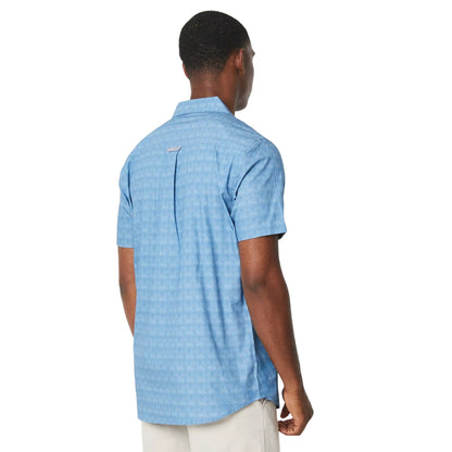 Blue - Back - Maine Mens Flow Print Revere Collar Shirt