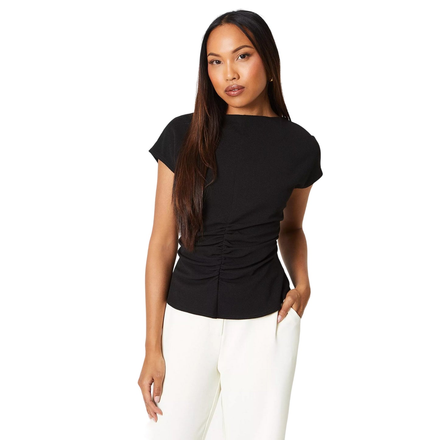 Black - Front - Principles Womens-Ladies Jersey Ruched Front Relaxed Fit Top