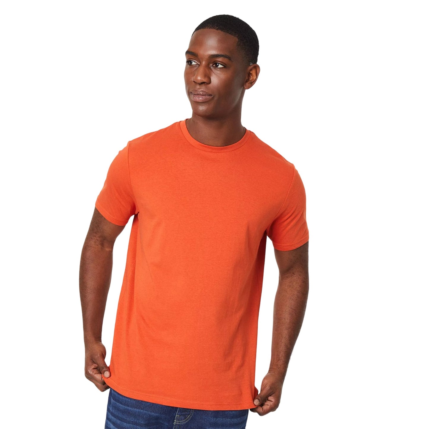 Orange - Front - Maine Mens Plain Cotton Crew Neck T-Shirt