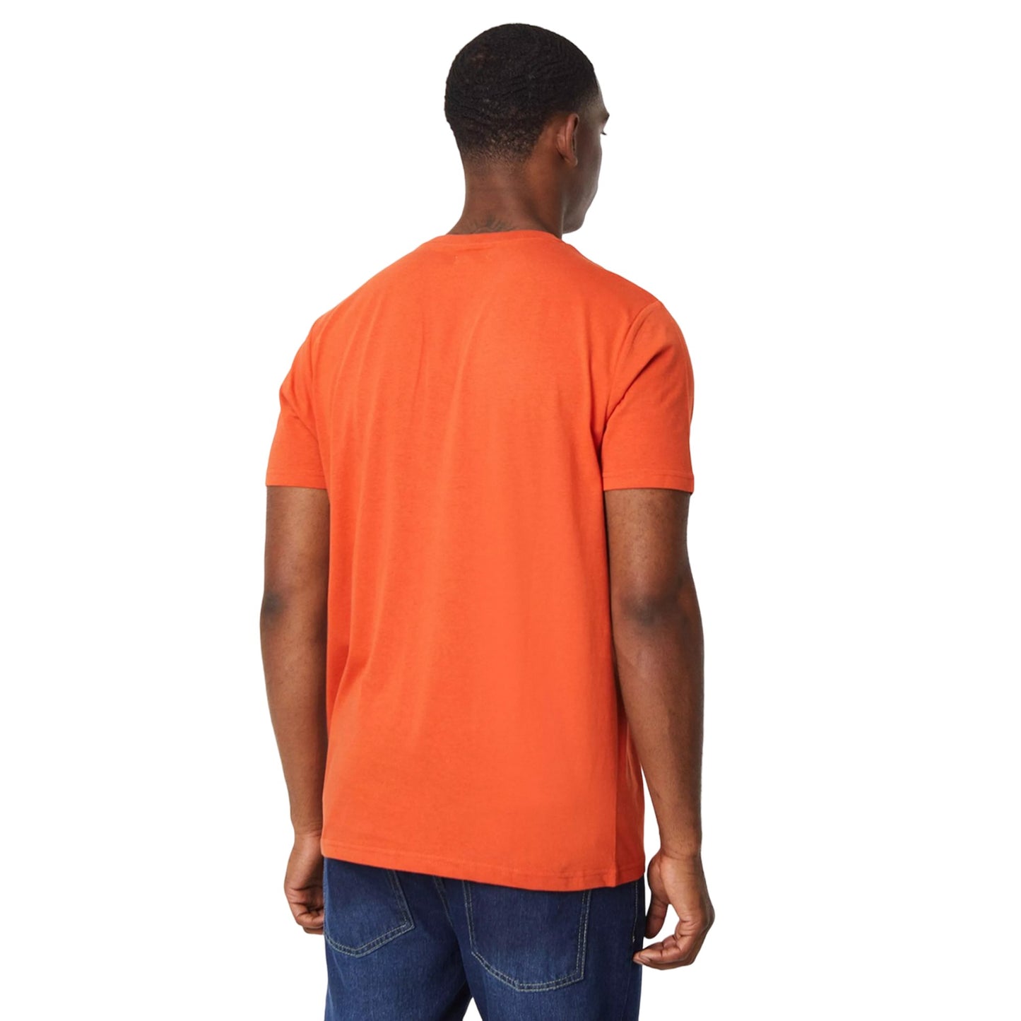 Orange - Back - Maine Mens Plain Cotton Crew Neck T-Shirt