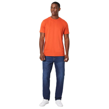 Orange - Side - Maine Mens Plain Cotton Crew Neck T-Shirt