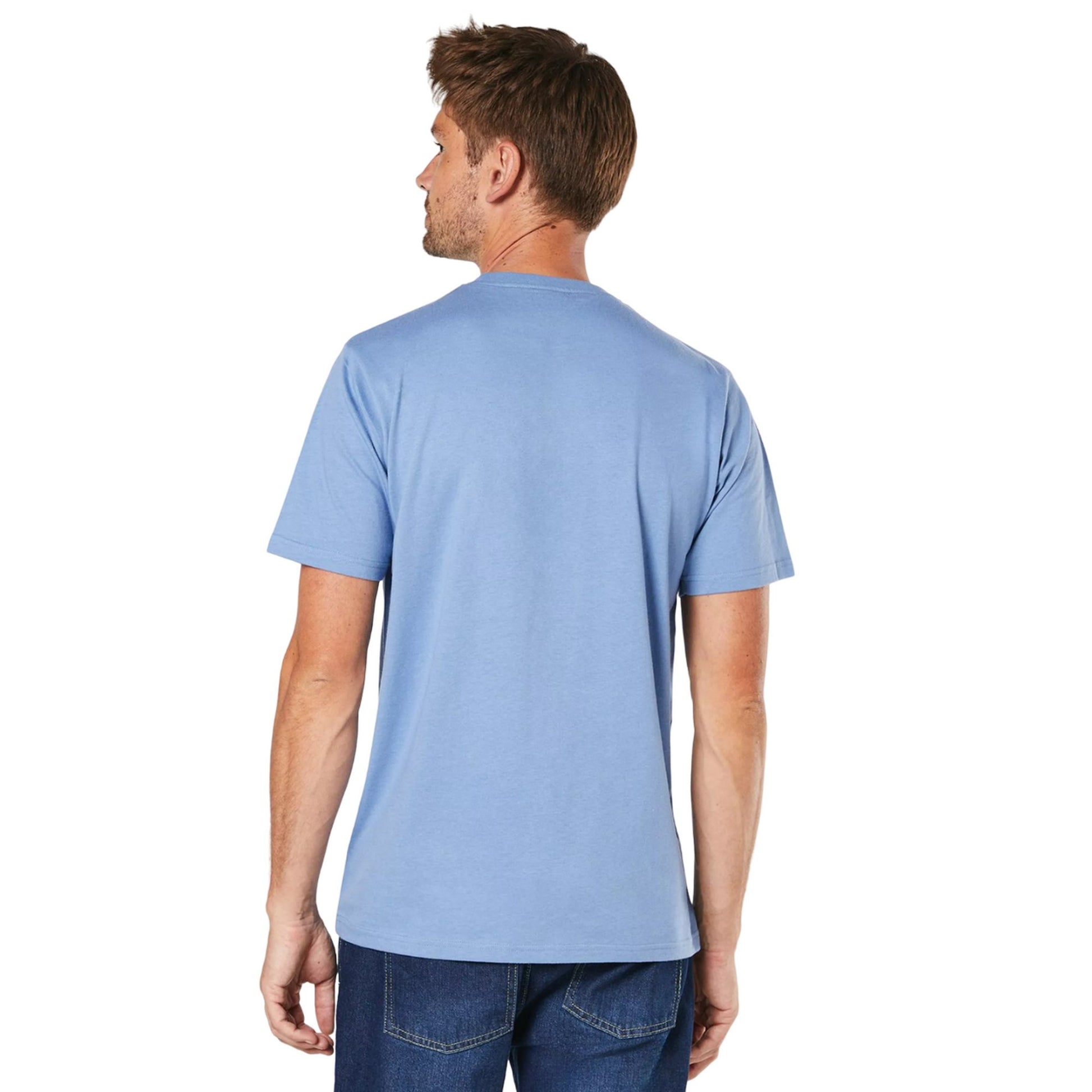 Blue - Back - Maine Mens California Surf Chest Stripe T-Shirt