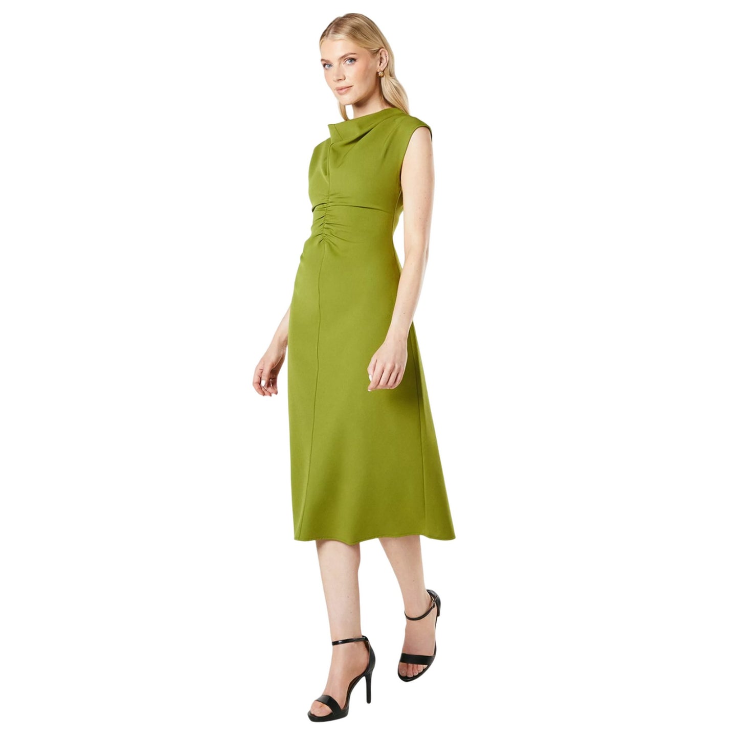 Khaki Green - Front - Principles Womens-Ladies Cowl Neck Midi Dress