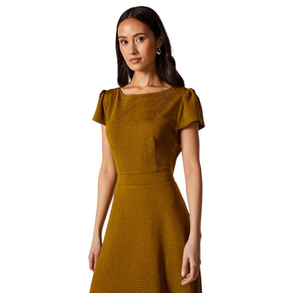 Olive - Side - Principles Womens-Ladies Textured Jersey Midi Dress