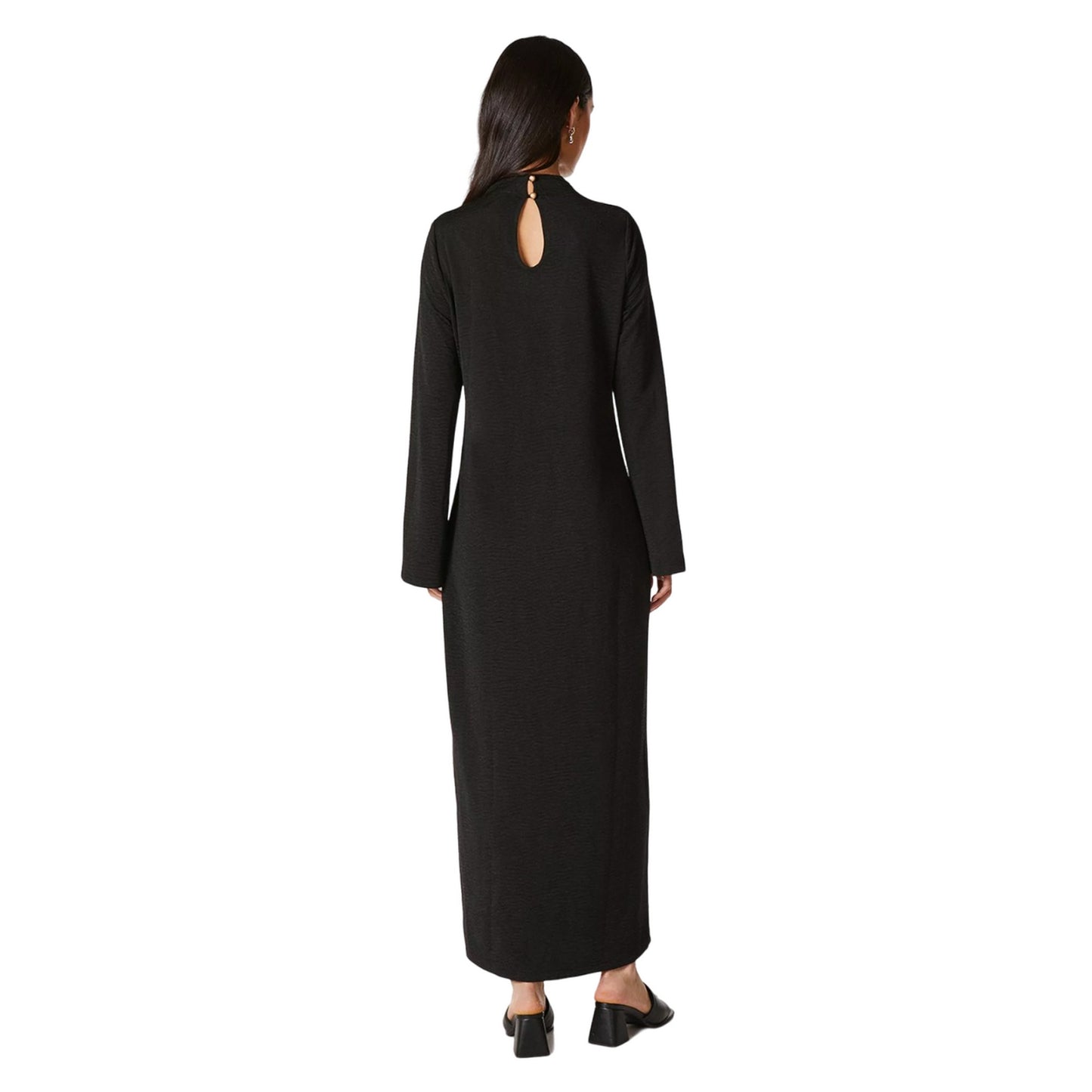 Black - Back - Principles Womens-Ladies Textured Jersey Long-Sleeved Maxi Dress