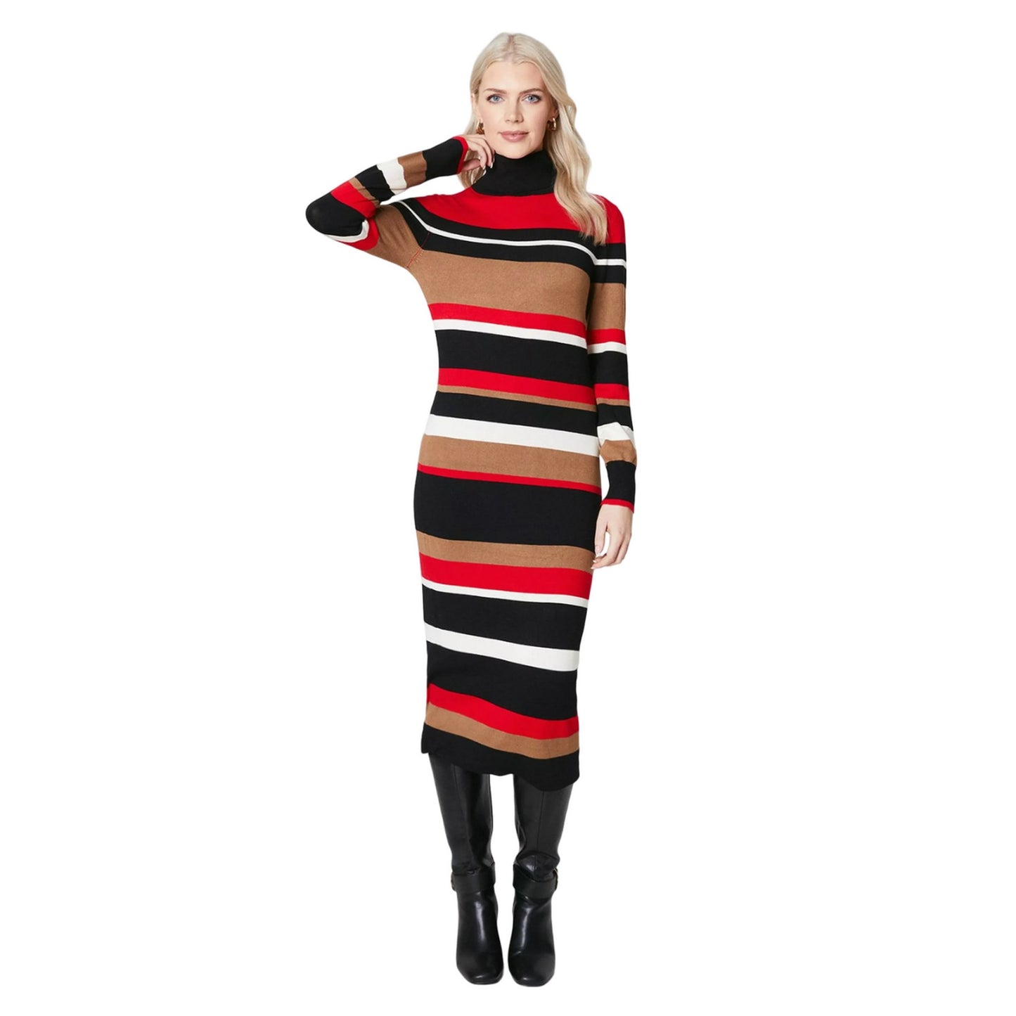 Multicoloured - Front - Principles Womens-Ladies Multi Stripe Ribbed Longline Dress