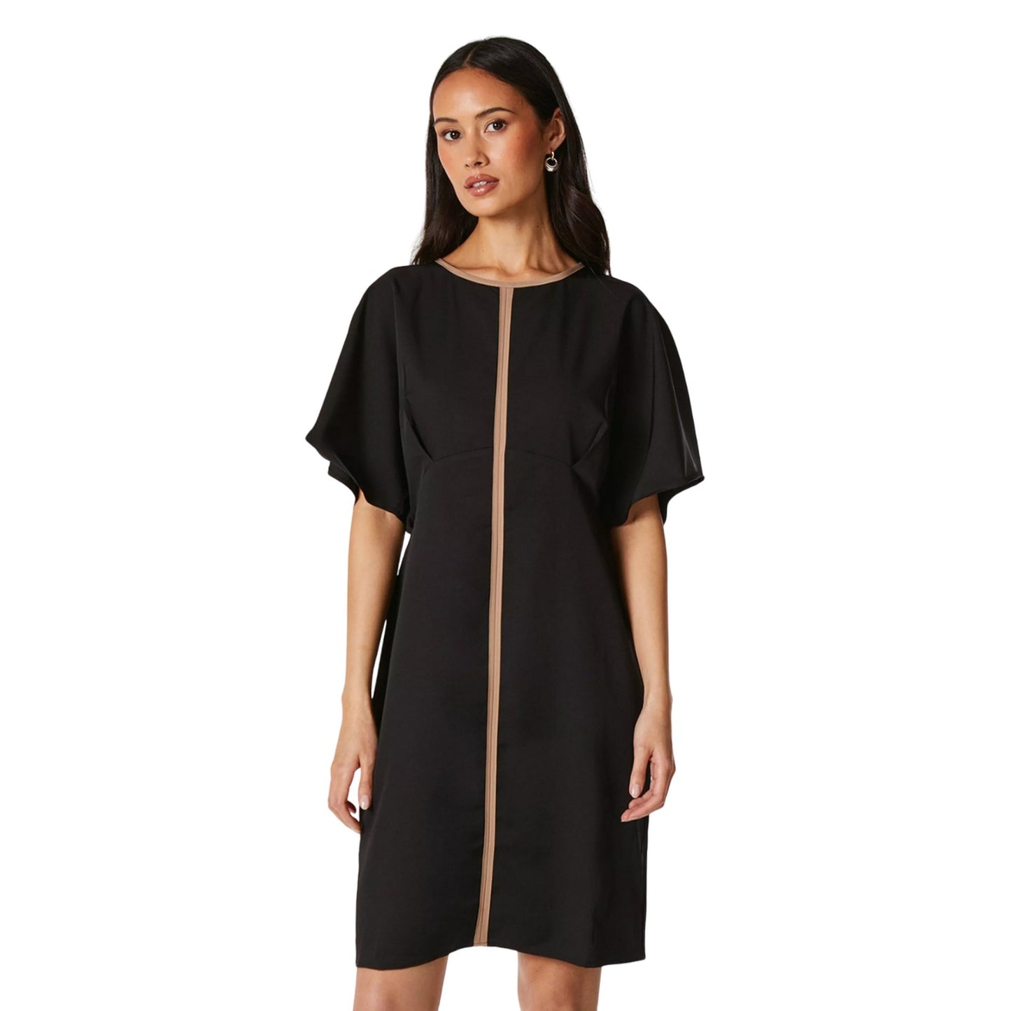 Camel - Front - Principles Womens-Ladies Contrast Detail Dress