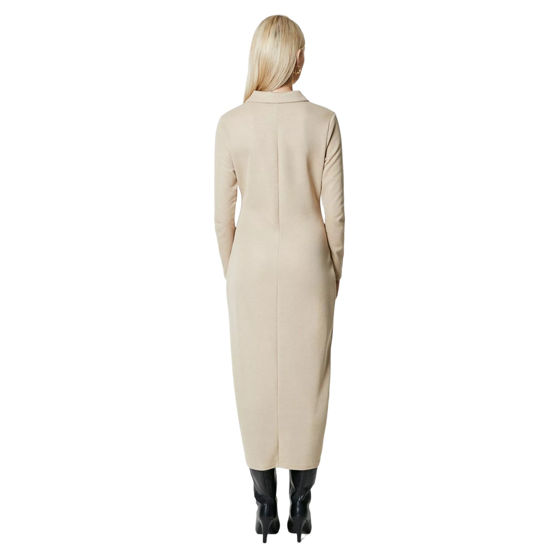 Oatmeal - Back - Principles Womens-Ladies Jersey Button Through Midi Dress