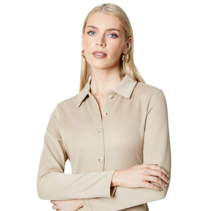 Oatmeal - Side - Principles Womens-Ladies Jersey Button Through Midi Dress
