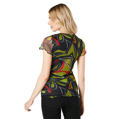 Multicoloured - Back - Principles Womens-Ladies Geometric Mesh T-Shirt