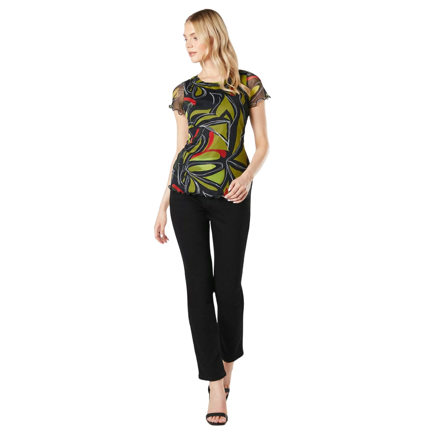 Multicoloured - Side - Principles Womens-Ladies Geometric Mesh T-Shirt