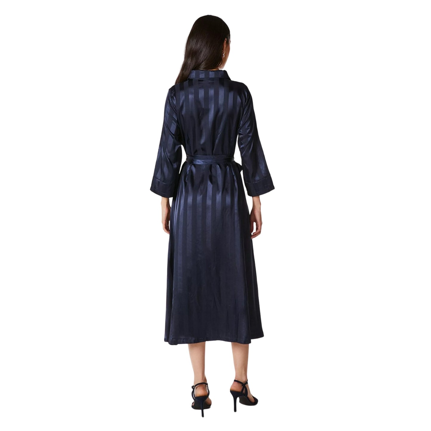 Navy - Back - Principles Womens-Ladies Stripe Satin Shirt Dress