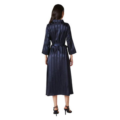Navy - Back - Principles Womens-Ladies Stripe Satin Shirt Dress