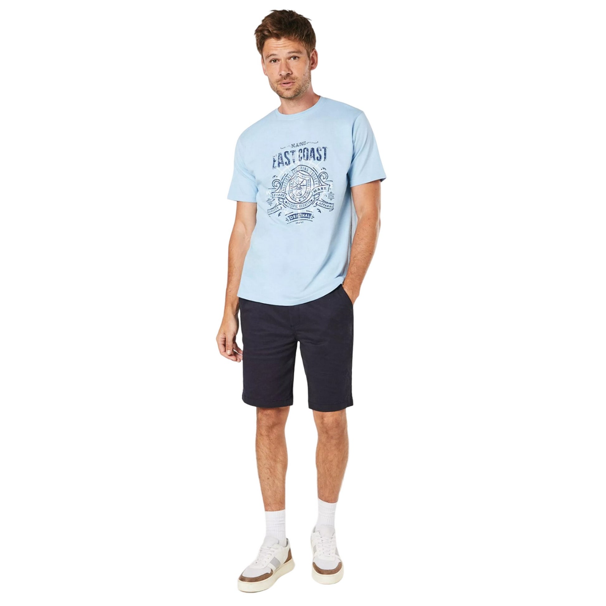 Light Blue - Side - Maine Mens East Coast Crest T-Shirt