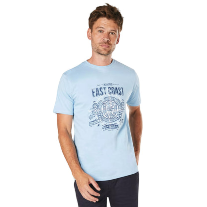 Light Blue - Front - Maine Mens East Coast Crest T-Shirt