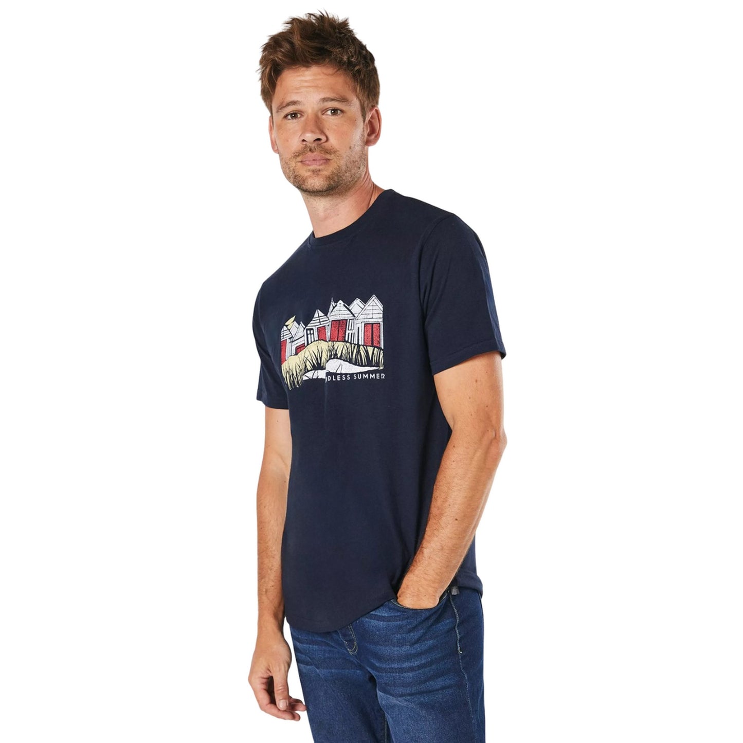 Navy - Front - Maine Mens Endless Summer Printed T-Shirt