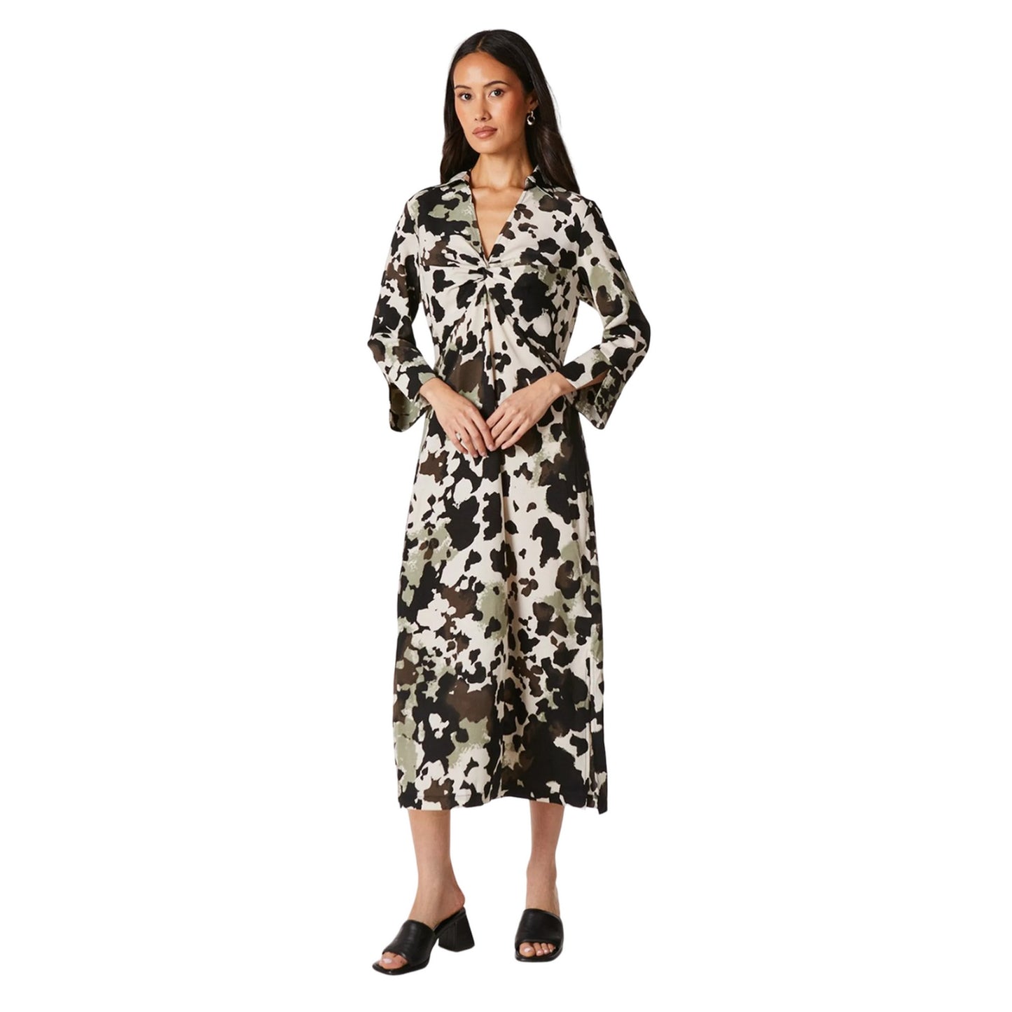 Khaki - Front - Principles Womens-Ladies Animal Print Twisted Knot Front Shirt Dress