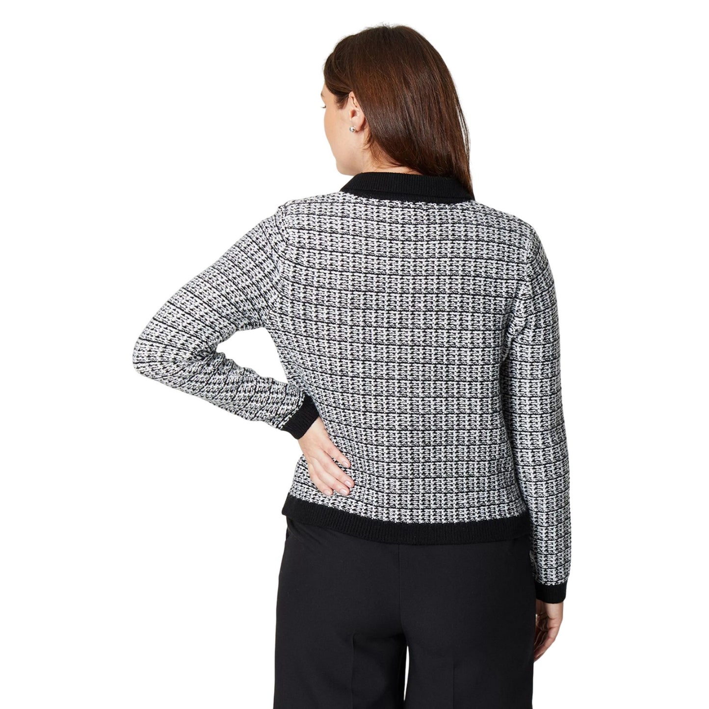 Monochrome - Back - Principles Womens-Ladies Tipped Bouclé Edge To Edge Jacket