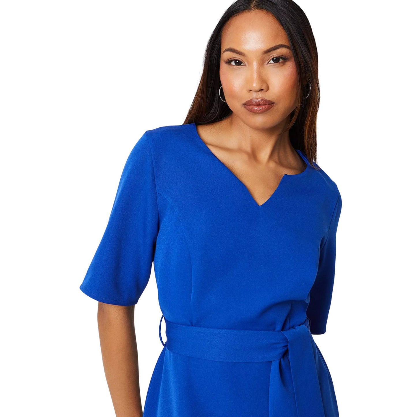 Cobalt - Side - Principles Womens-Ladies Belt Short-Sleeved Mini Dress